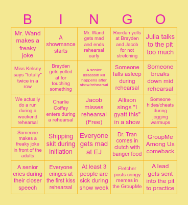 Freaky Friday 2025 Bingo Card