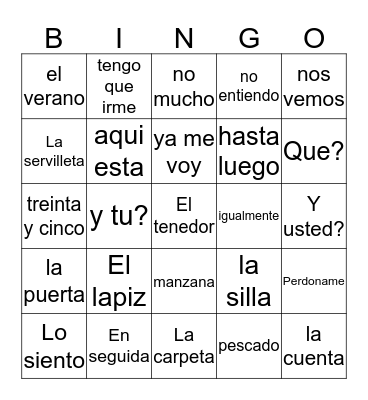 Final Review Bingo Card