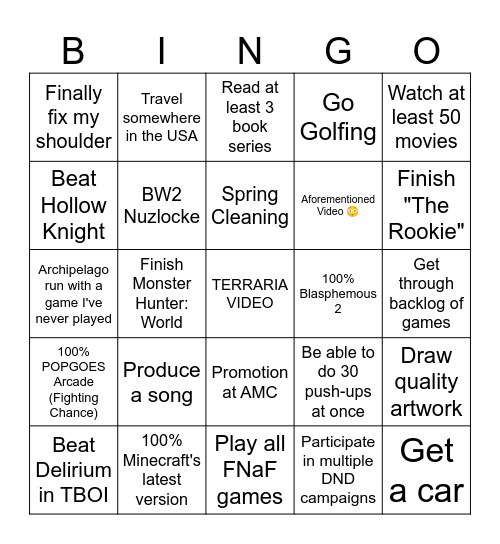 Bingo Board of Ambition (2025) Bingo Card