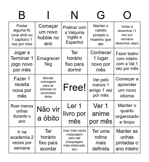 BINGO METAS CAMY Bingo Card