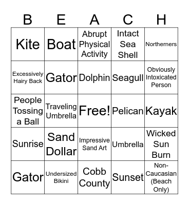 HH Beach Bingo Card