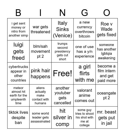 2025 Bingo Card