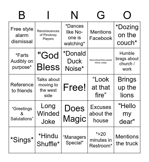 JEFFERY BINGO Card