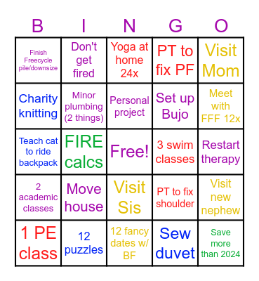 oneday 2025 Bingo Card