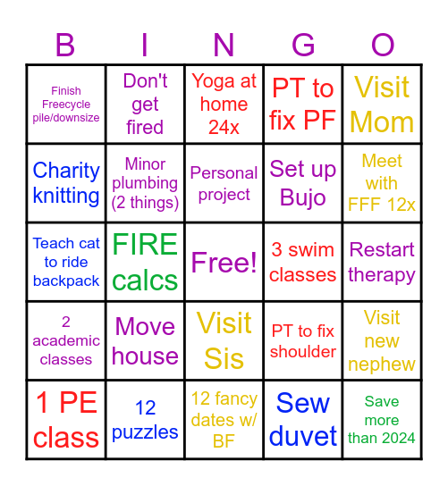 oneday 2025 Bingo Card