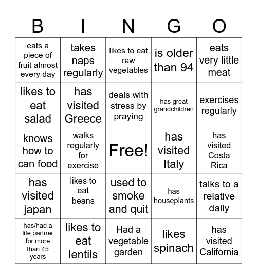 Find someone who Bingo Card