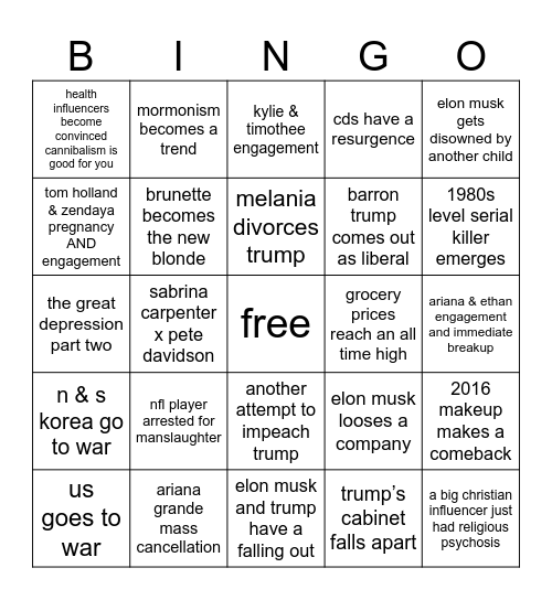 2025 Bingo Card