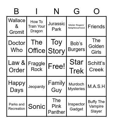 Theme Songs Bingo Card