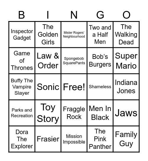 Theme Songs Bingo Card