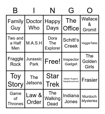 Theme Songs Bingo Card