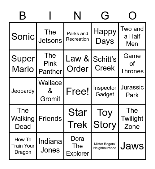 Theme Songs Bingo Card