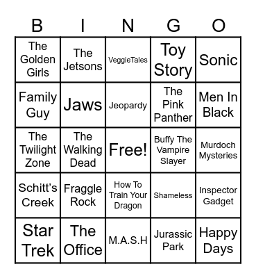 Theme Songs Bingo Card