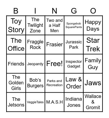 Theme Songs Bingo Card