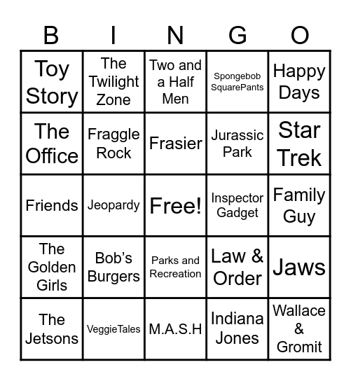 Theme Songs Bingo Card