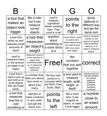 Vocabulary Review Bingo Card