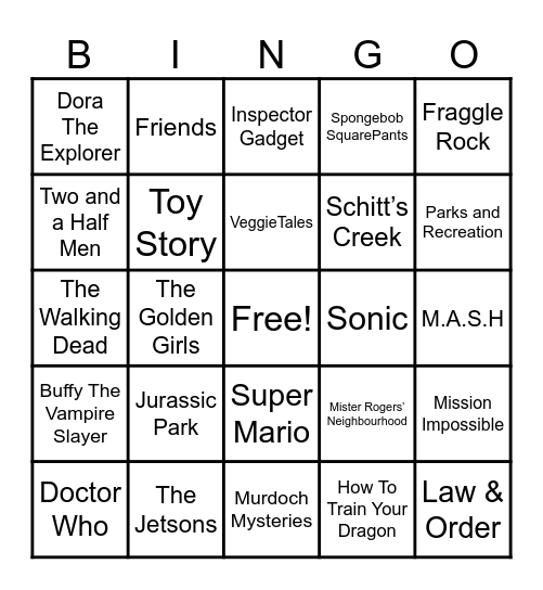 Theme Songs Bingo Card