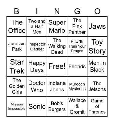 Theme Songs Bingo Card