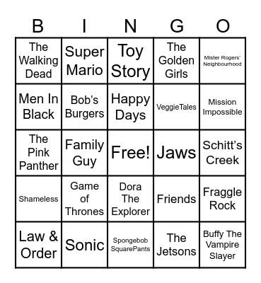 Theme Songs Bingo Card