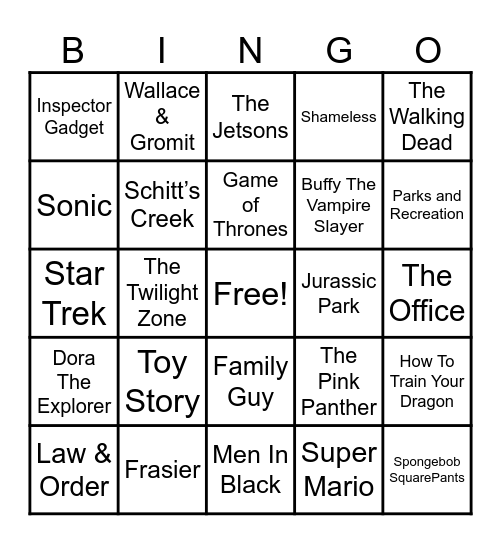 Theme Songs Bingo Card