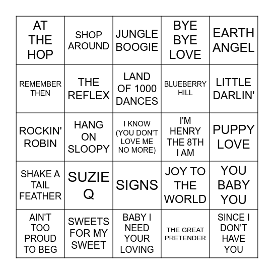 BINGO JUKEBOX Bingo Card