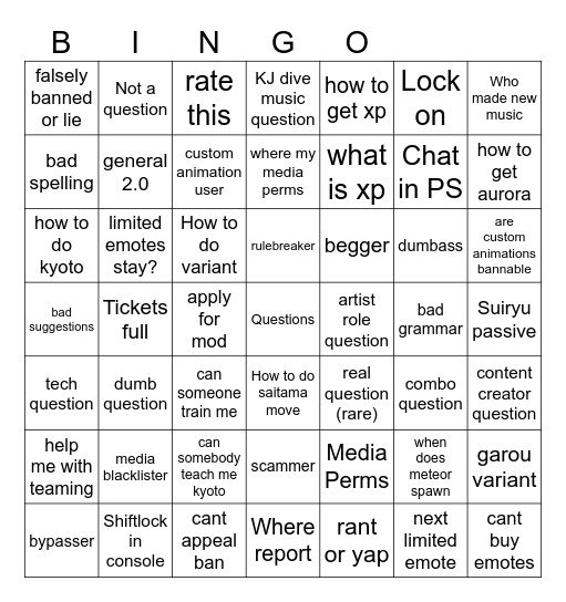 YA questions ULTIMATE bingo Card