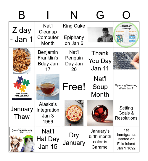 January Bingo Card