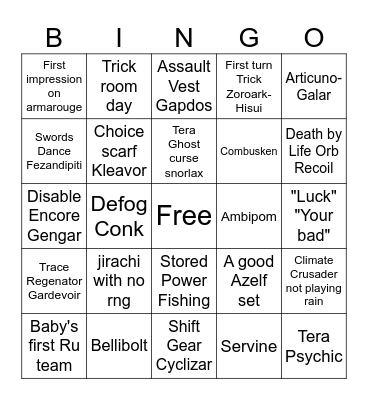 RU Bingo Card