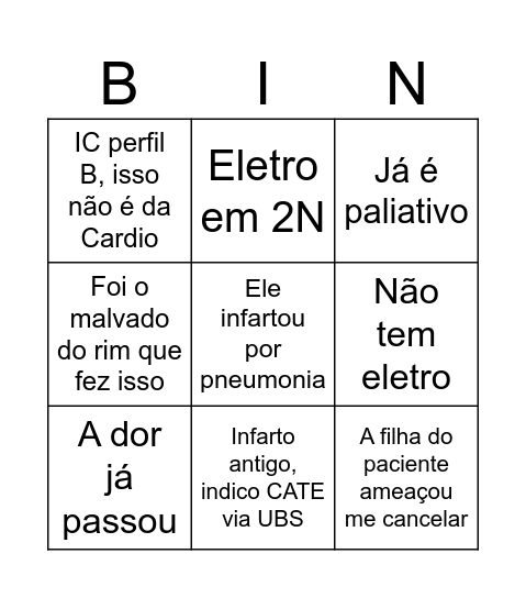 Ciclismo Cardiologia Bingo Card