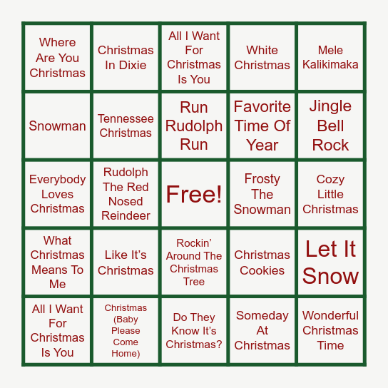 Christmas Bingo Card