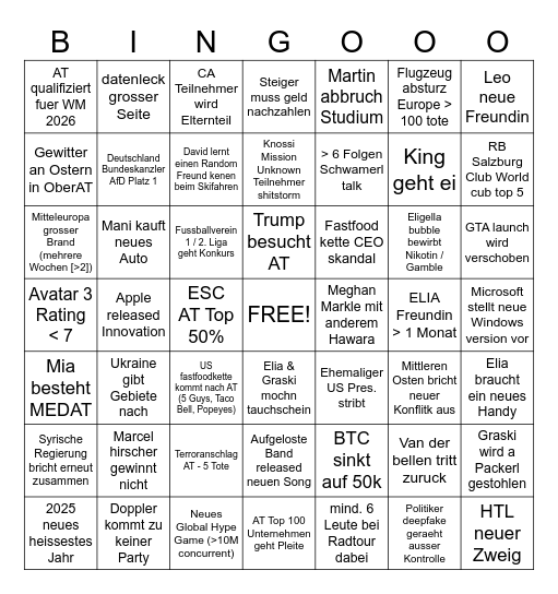 2025 Bingo Card