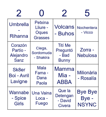 Bingo Musical Bingo Card