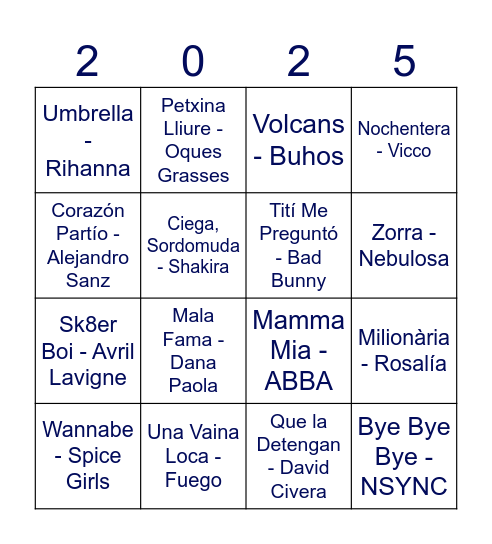 Bingo Musical Bingo Card