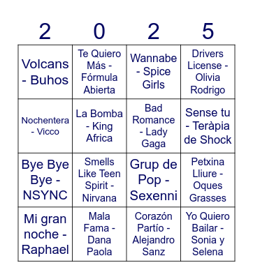 Bingo Musical Bingo Card