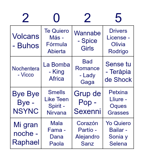 Bingo Musical Bingo Card