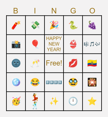 New Year's Bingo Card