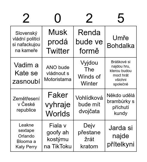 2025 Bingo Card