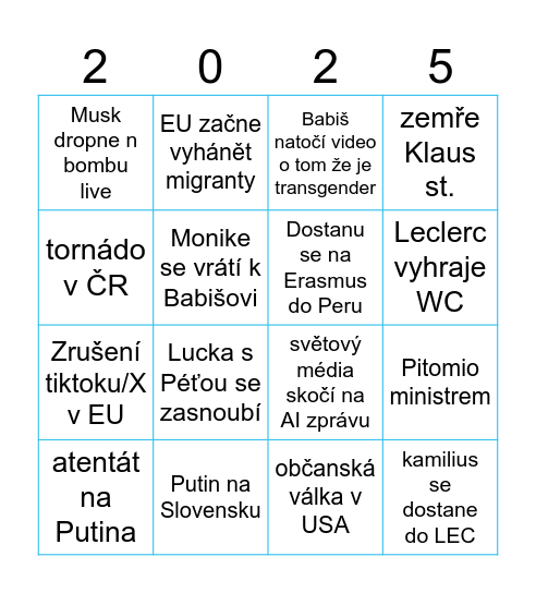 bingo card 2025 Bingo Card