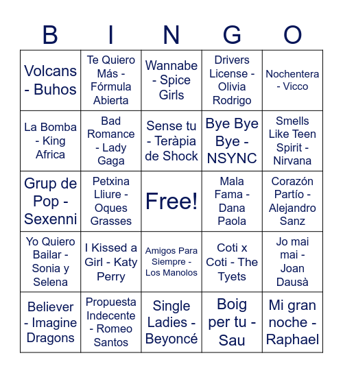 Bingo Musical 2025 Bingo Card