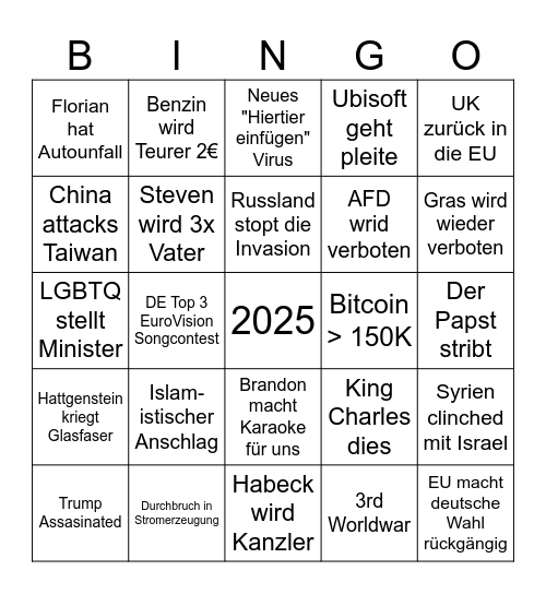 2025 Bingo Card