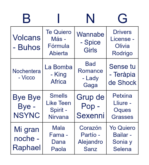 Bingo Musical 2025 Bingo Card
