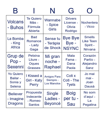 Bingo Musical 2025 Bingo Card