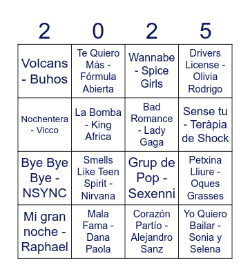 Bingo Musical 2025 Bingo Card