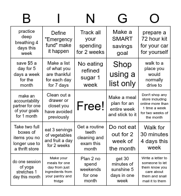 New Years BINGO Card