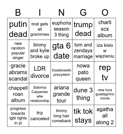 2025 bingo Card