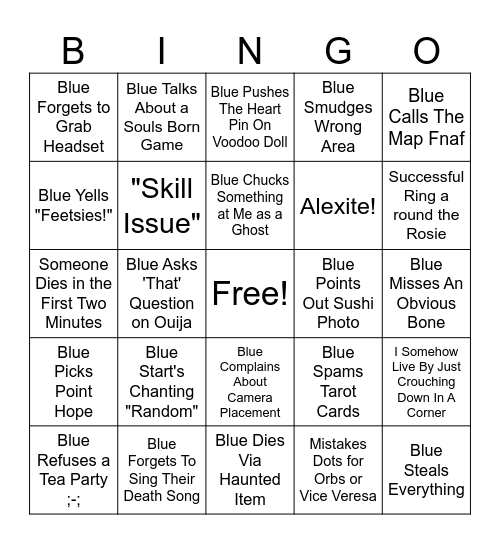 Phasmophobia Bingo Card