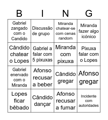 Bingo frangalhada Bingo Card