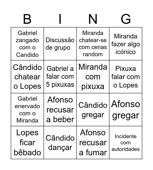 Bingo frangalhada Bingo Card