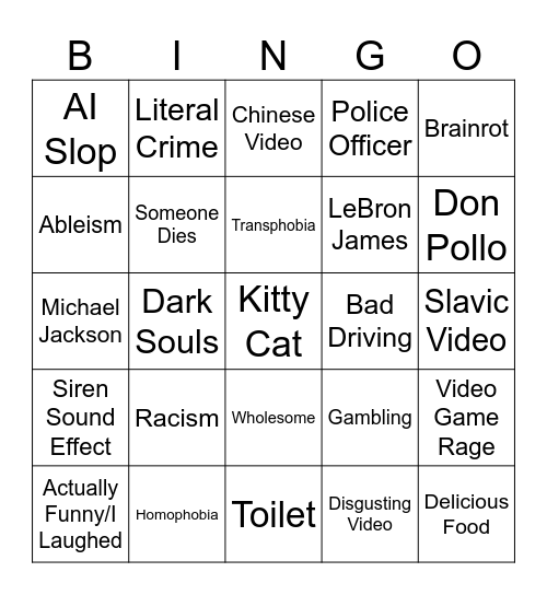 YLYL Bingo Card