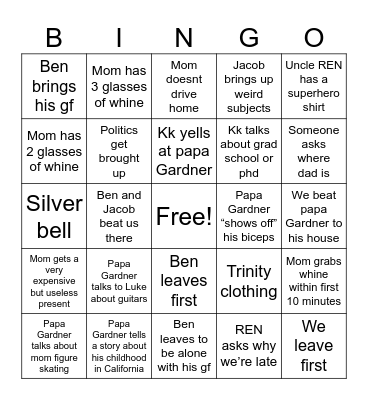 Papa Gardner’s house Bingo Card