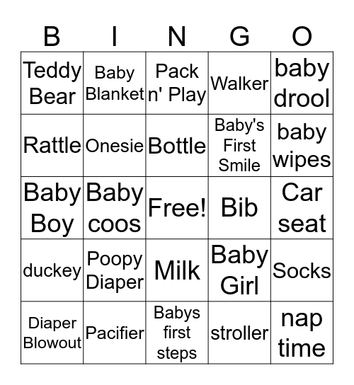 Kk and Jake's Baby Shower Bingo  Bingo Card
